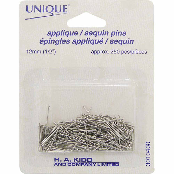 UNIQUE ½" Sequin Pins Silver 250pcs - 12mm (½")