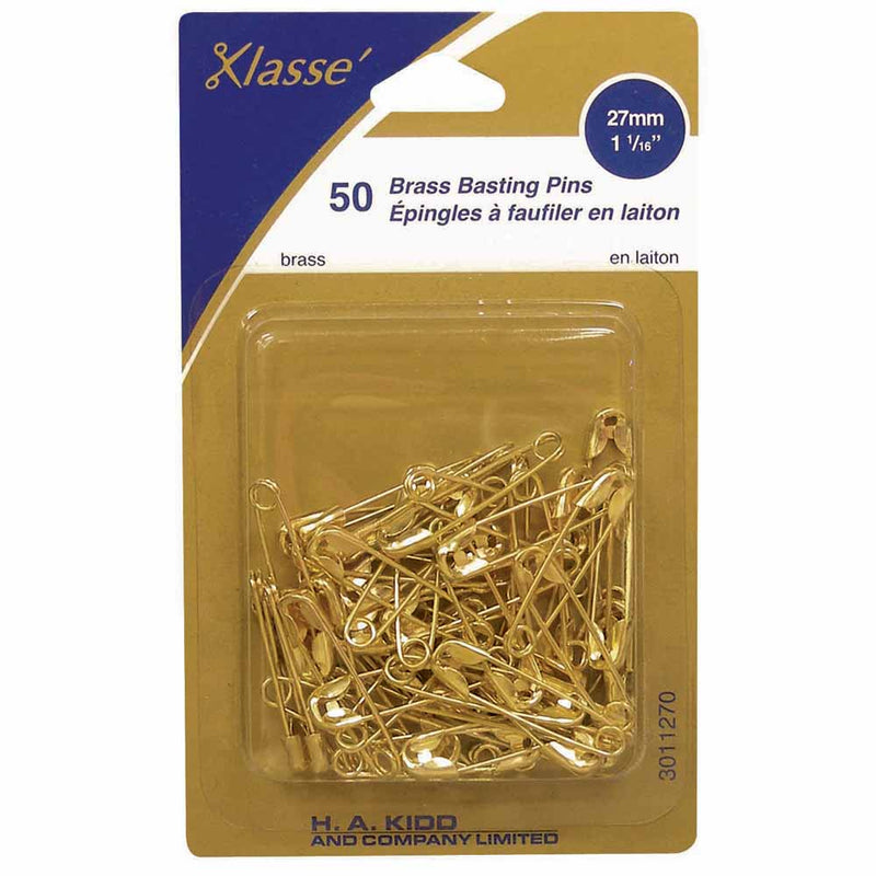 KLASSE´ Brass Safety Pins - 27mm (1 1/16") Size 1 - 50pcs