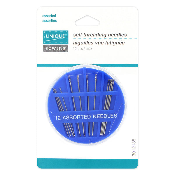 UNIQUE SEWING Self Threading Needles - sizes 4/8 - 12pcs