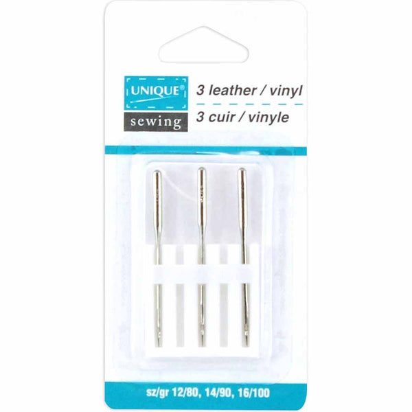 UNIQUE SEWING Leather Needles Asst. - 80/12, 90/14, 100/16 - 3 count