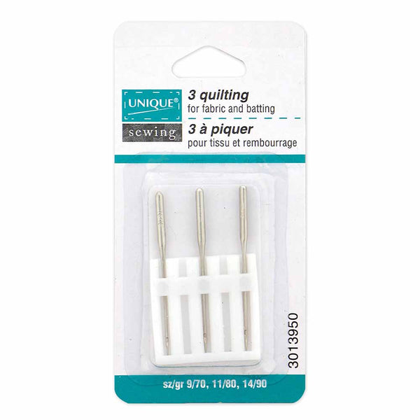 UNIQUE SEWING Quilting Needle Assort. - 70/9, 80/12, 90/14 - 3 count