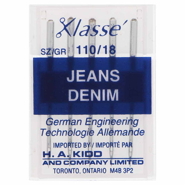 Aiguilles à jeans sur carton KLASSE´ - Grosseur 110/18 - 5 unités