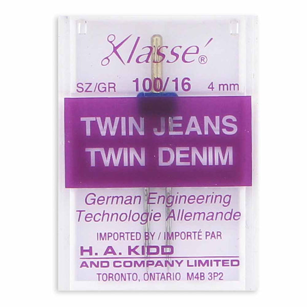 Aiguille double à jeans KLASSE´ sur carton - Grosseur 100/16 - 4mm
