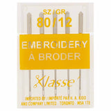 KLASSE´ Embroidery Needles Carded - Size 80/12 - 5 count