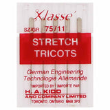 KLASSE´ Stretch Needles Carded - Sizes 1 - 75/11 1 - 60/8, 2 - 70/10, 2 - 80/12