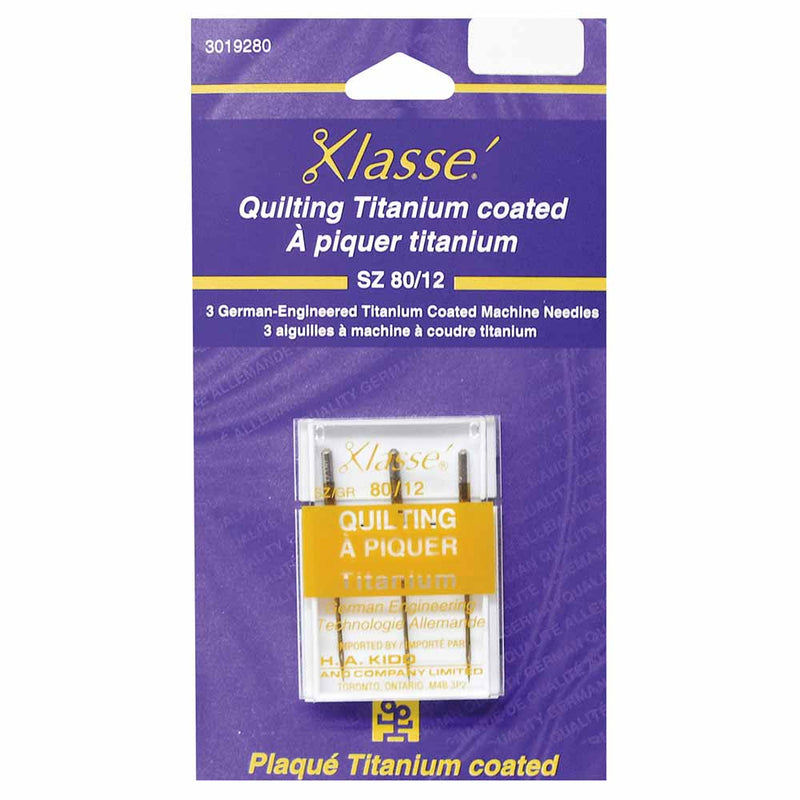 KLASSE´ Quilting Titanium Needles Carded - Size 80/12 - 3 count