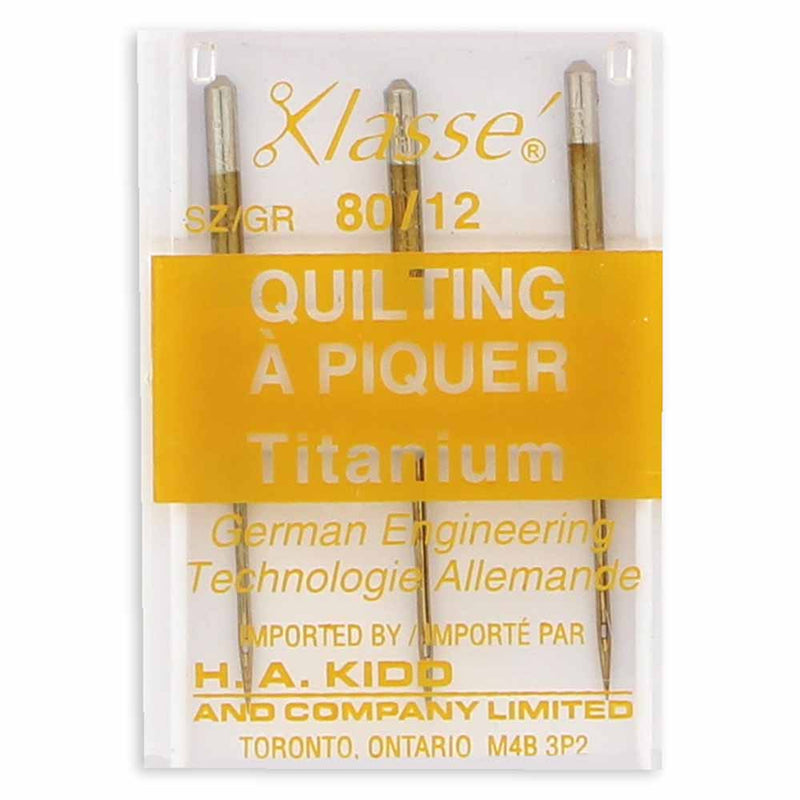 KLASSE´ Quilting Titanium Needles Carded - Size 80/12 - 3 count