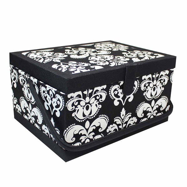 VIVACE Sewing Basket - Black & White - 34 x 27 x 20cm (13 1/2" x 10 1/2" x 7 3/4")