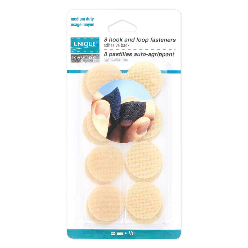 UNIQUE SEWING Self-Gripping Fasteners Dots - Medium duty 22mm (⅞") - Beige - 8 sets