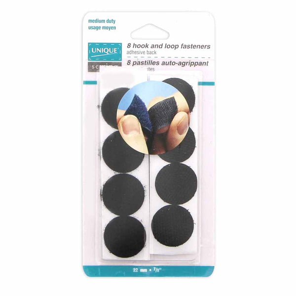 UNIQUE SEWING Self-Gripping Fasteners Dots - Medium duty 22mm (⅞") - Black - 8 sets