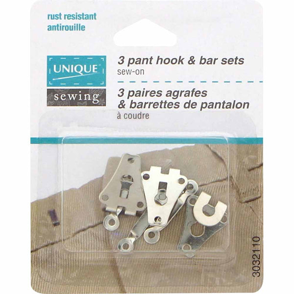 UNIQUE SEWING Pant Hook & Bar Sets Silver - 3 sets