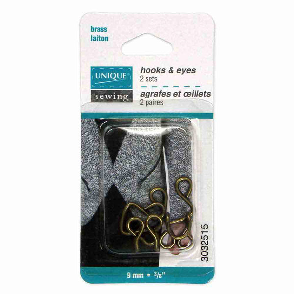 UNIQUE SEWING Hooks & Eyes Antique Black - 9mm (⅜") - 2 sets