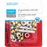 UNIQUE SEWING 2 Part No-Sew Eyelets with Tool - 4mm (⅛") - Black - 25 pcs.