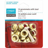 UNIQUE SEWING Grommets Gold - 8mm (¼") - 14 pcs
