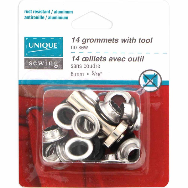 UNIQUE SEWING Grommets with Tool - 8mm (¼") - Black - 14 pcs.