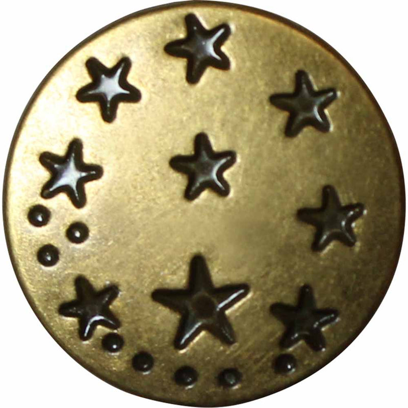 UNIQUE SEWING Jean Buttons No Sewing - Antique Brass Small Stars - 6pcs. - 17mm (⅝")