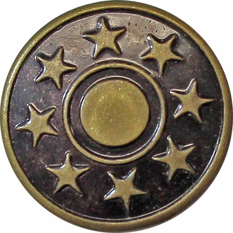 UNIQUE SEWING Jean Buttons No Sewing - Antique Brass Stars - 6pcs. - 17mm (⅝")