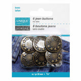 UNIQUE SEWING Jean Buttons No Sewing - Antique Brass 5 Stars - 6pcs. - 20mm (¾")