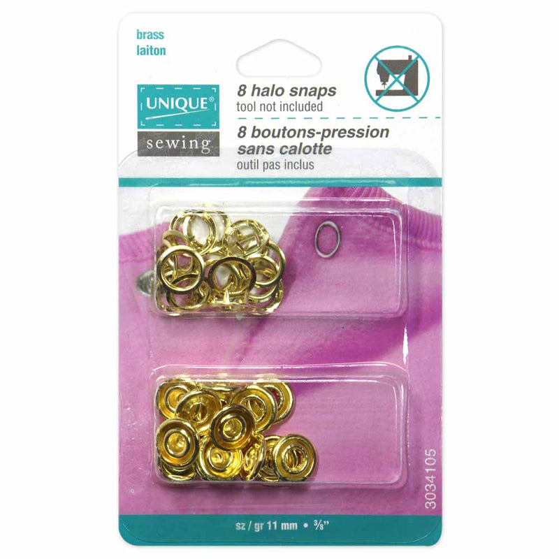 UNIQUE SEWING Halo Snaps Gold - 11.5mm (½") - 8 sets