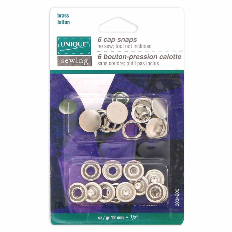 UNIQUE SEWING Cap Snaps Silver - 11.5mm (½") - 6 sets