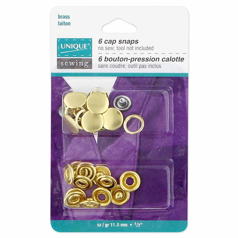 UNIQUE SEWING Cap Snaps Gold - 11.5mm (½") - 6 sets