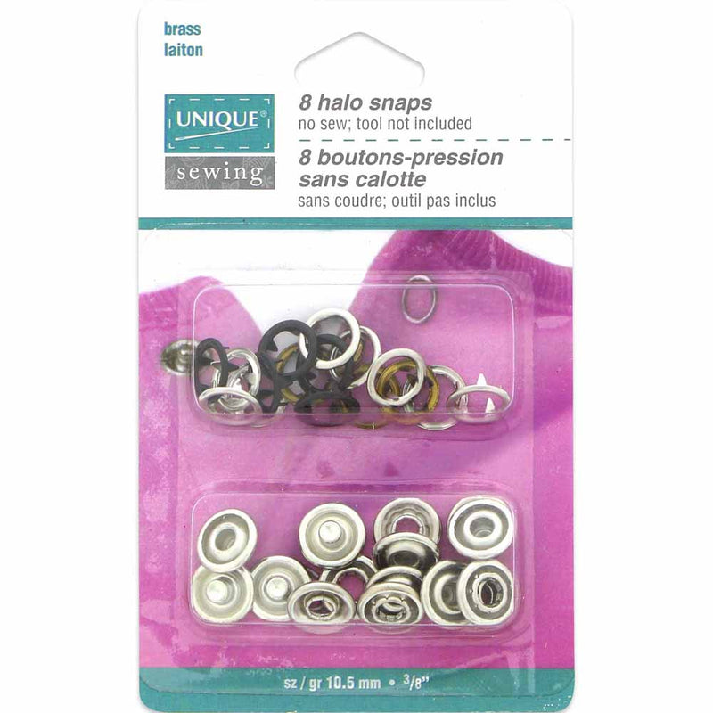 UNIQUE SEWING Halo Snaps Black - 11.5mm (½") - 8 sets