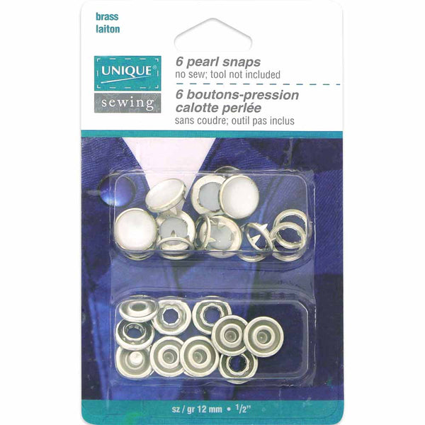 UNIQUE SEWING Boutons-pression perlés sans couture blanc - 11.5mm