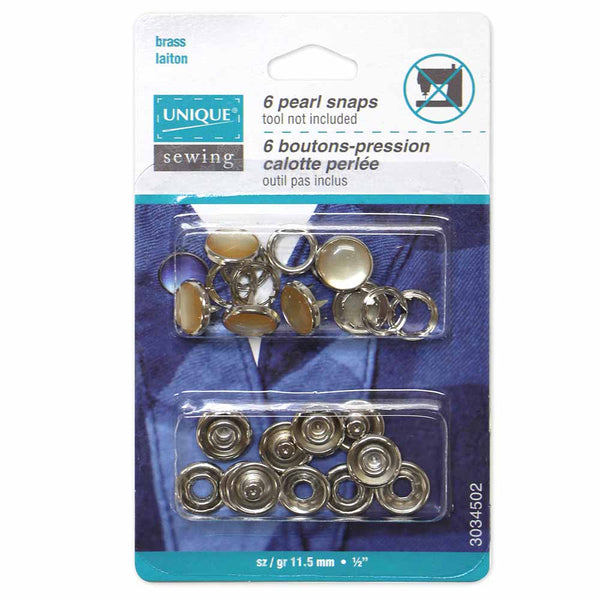 UNIQUE SEWING Pearl Snaps Beige - 11.5mm (½") - 6 sets