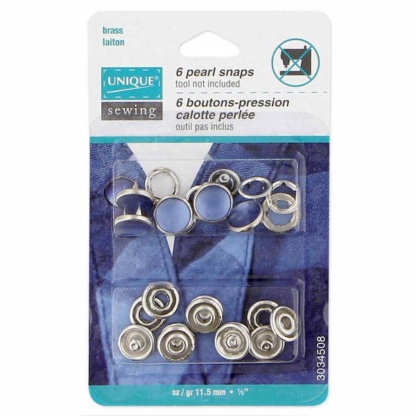UNIQUE SEWING Boutons-pression perlés sans couture bleu marin - 11.5mm (½") - 6 paires