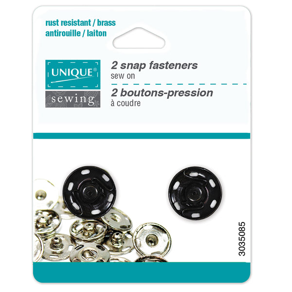 UNIQUE SEWING Boutons-pression à coudre noir - 18mm (¾") - 2 paires