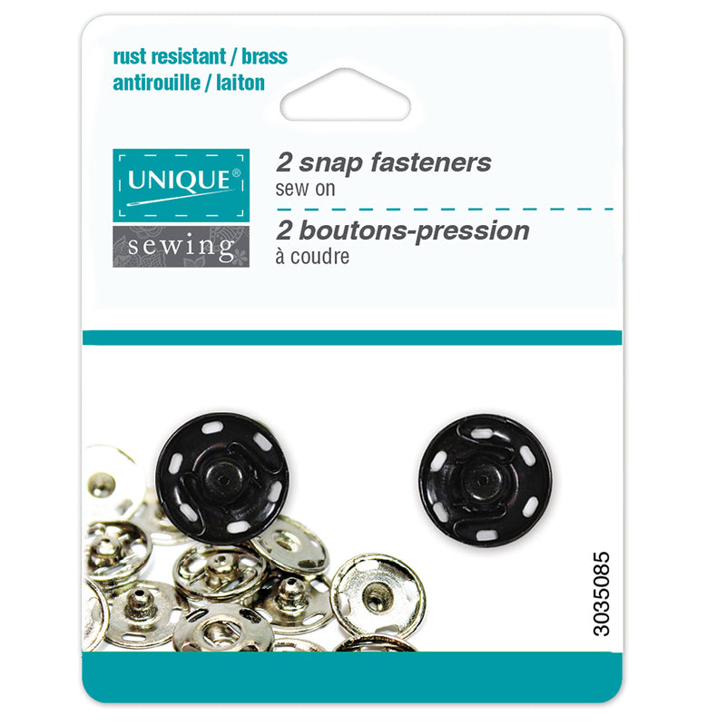 UNIQUE SEWING Boutons-pression à coudre noir - 18mm (¾") - 2 paires
