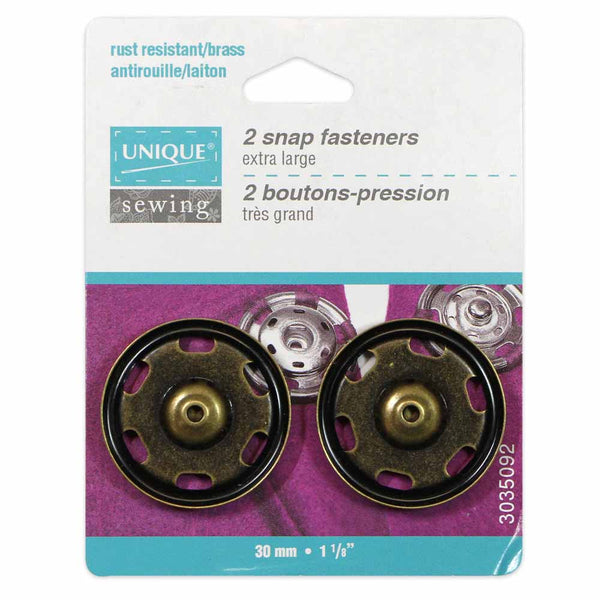 UNIQUE SEWING Snap Fasteners Brass - size 30mm (1⅛") - 2 sets