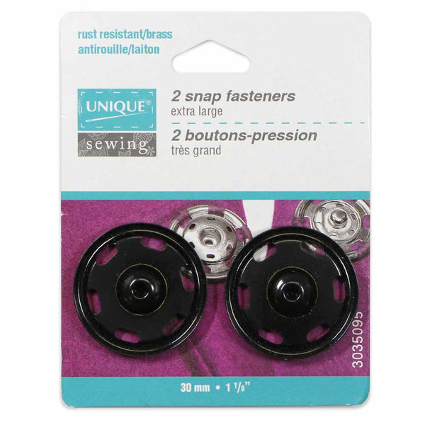 UNIQUE SEWING Snap Fasteners Black - size 30mm (1⅛") - 2 sets