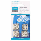 UNIQUE SEWING Square Snap Fasteners - 14mm (½") - Silver - 4 sets