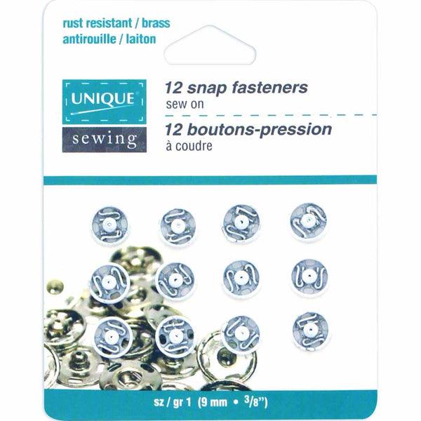 UNIQUE SEWING Snap Fasteners White - size 9mm (⅜") -12 sets