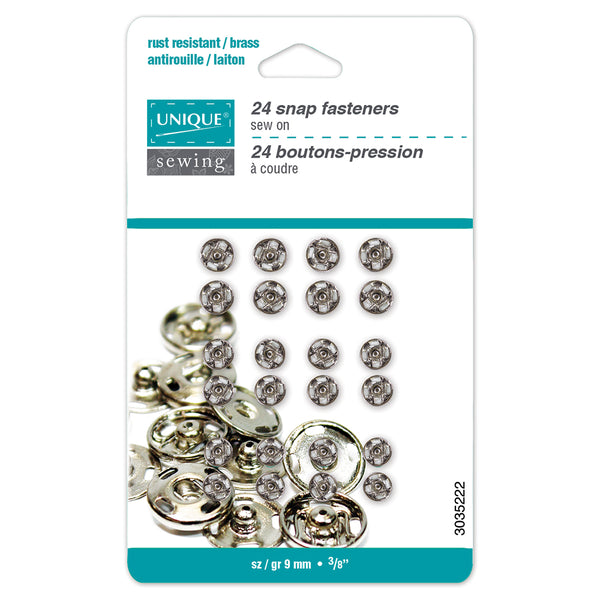 UNIQUE SEWING Snap Fasteners Assortment Nickel - size 5mm, 6mm, 7mm - 24 sets