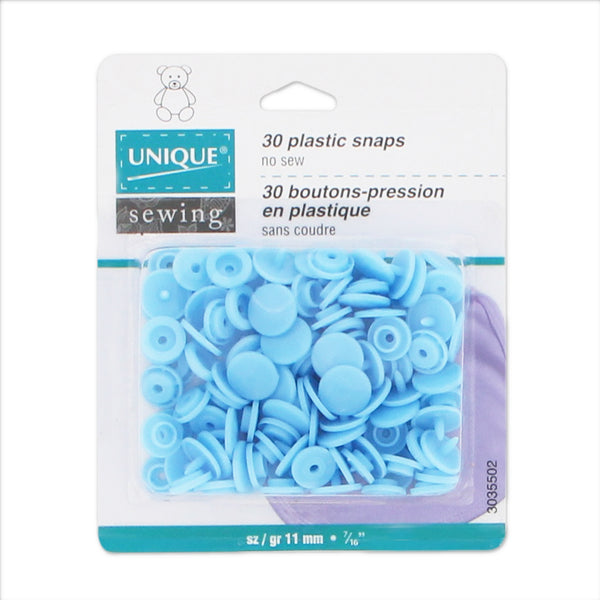 UNIQUE SEWING Boutons-pression à coudre - bleu bébé no 2 / 11mm (⅜") - 30 paires