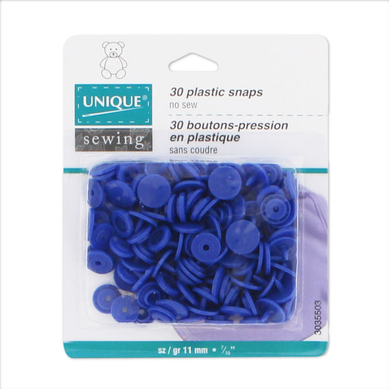 UNIQUE SEWING Boutons-pression à coudre - bleu royal no 2 / 11mm (⅜") - 30 paires