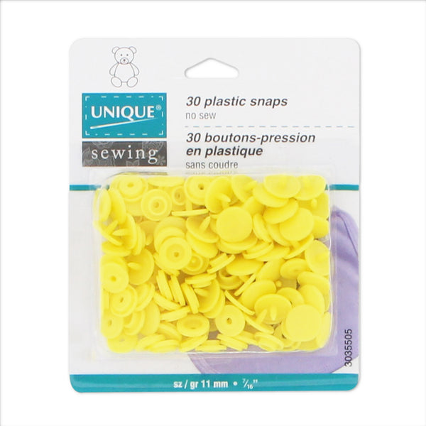 UNIQUE SEWING Plastic Snap Fasteners - Yellow - size 2 / 11mm (⅜") - 30 sets