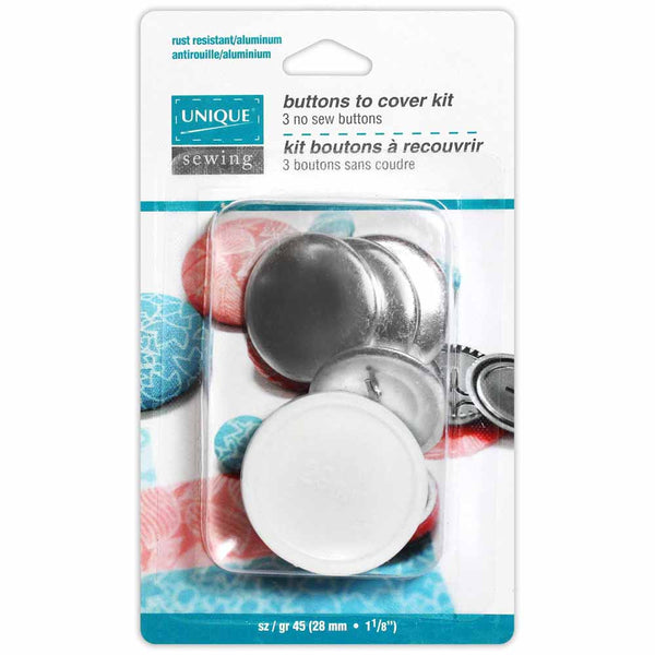 UNIQUE SEWING Buttons to Cover Kit with Tool - size 45 - 28mm (1⅛") - 3 sets
