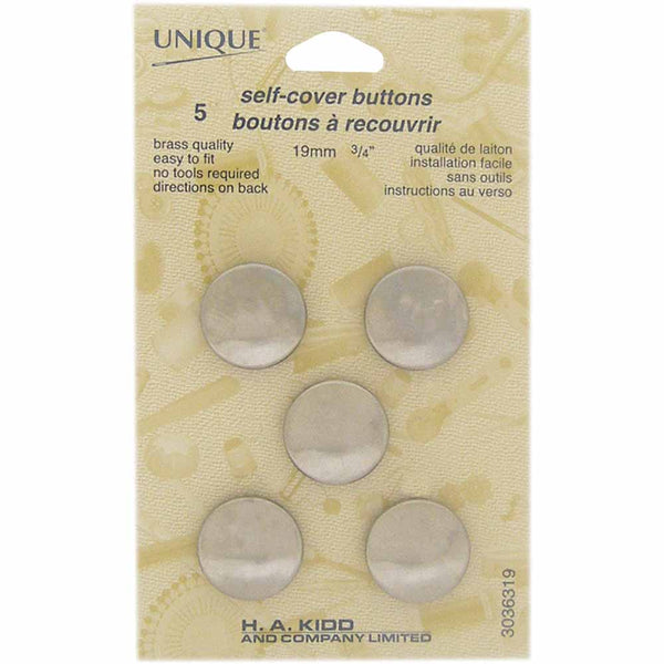 UNIQUE SEWING Buttons to Cover - 19mm (¾") - 5 sets