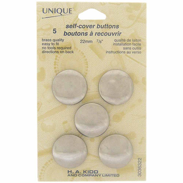 UNIQUE SEWING Buttons to Cover - 22mm (⅞") - 5 sets