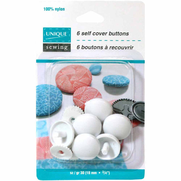UNIQUE SEWING Buttons to Cover - Nylon - size 30 - 18mm (¾") - 6 sets