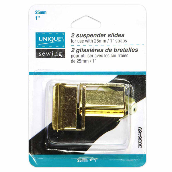 UNIQUE SEWING Suspender Slides - Gold - 2 pcs - 25mm (1")