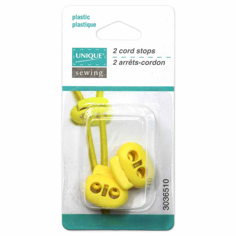 UNIQUE SEWING 2 Hole Cord Stops - Yellow - 2 pcs