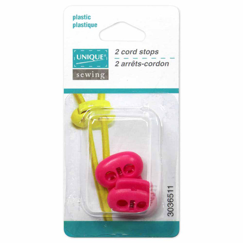 UNIQUE SEWING 2 Hole Cord Stops - Pink - 2 pcs