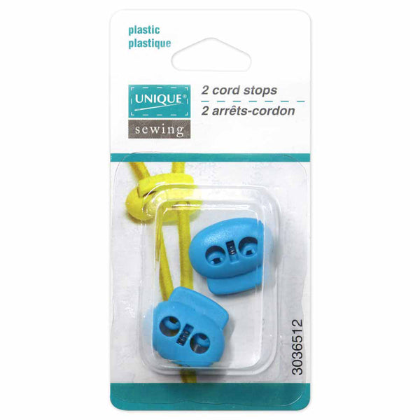 UNIQUE SEWING 2 Hole Cord Stops - Turquoise - 2 pcs