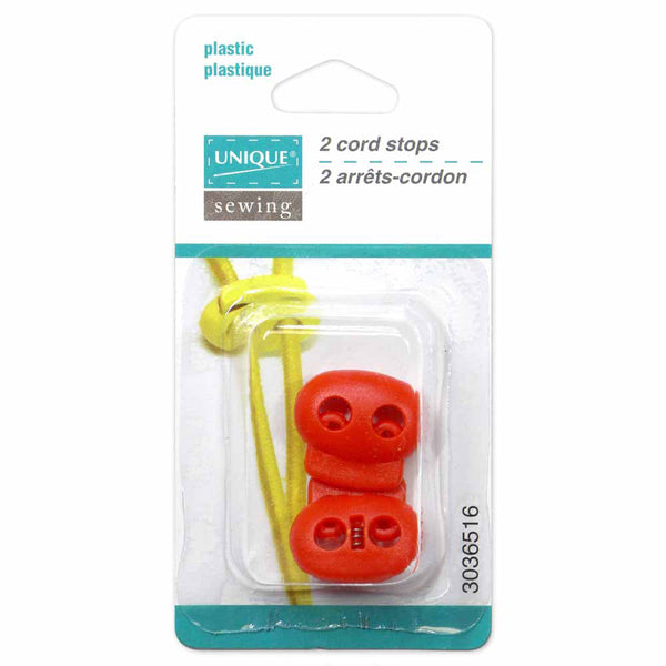 UNIQUE SEWING 2 Hole Cord Stops - Red - 2 pcs