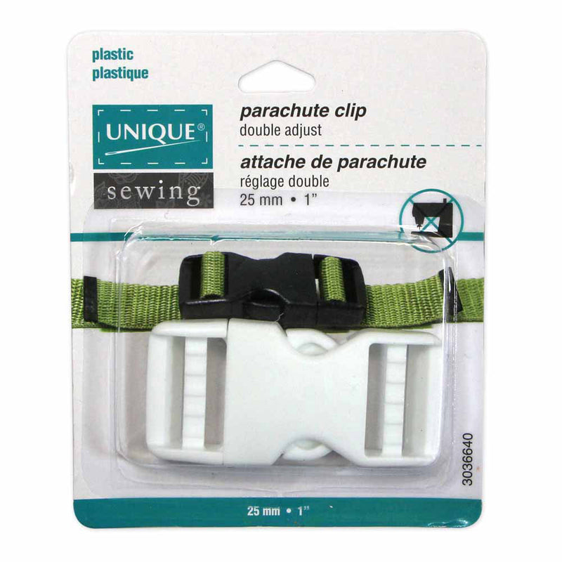 UNIQUE SEWING Attache de parachute réglage double - plastique - 25mm (1") - blanc