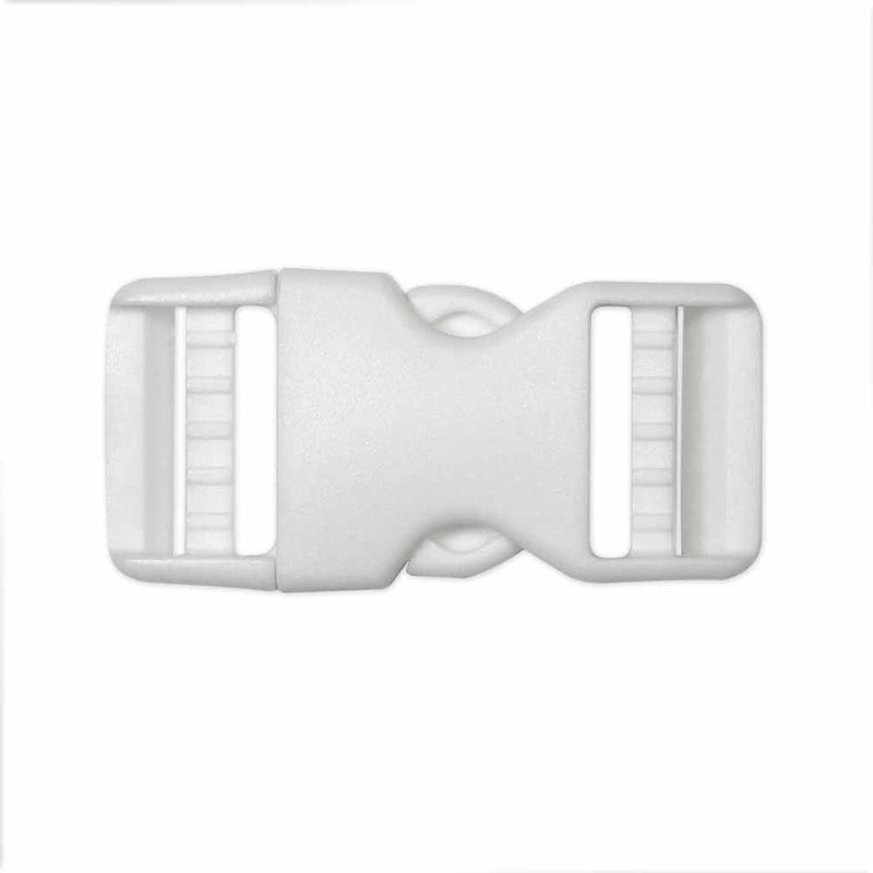 UNIQUE SEWING Double Adjust Parachute Buckle - Plastic - 25mm (1") - White